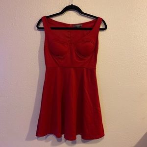 Red Bustier Babydoll Dress (thrifted)